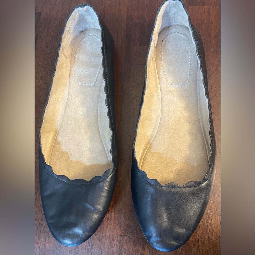 Black Leather Flats Sz 11